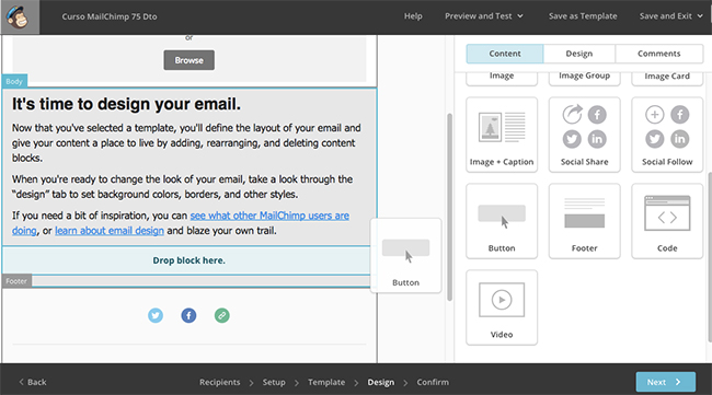 Incorporar botón en MailChimp