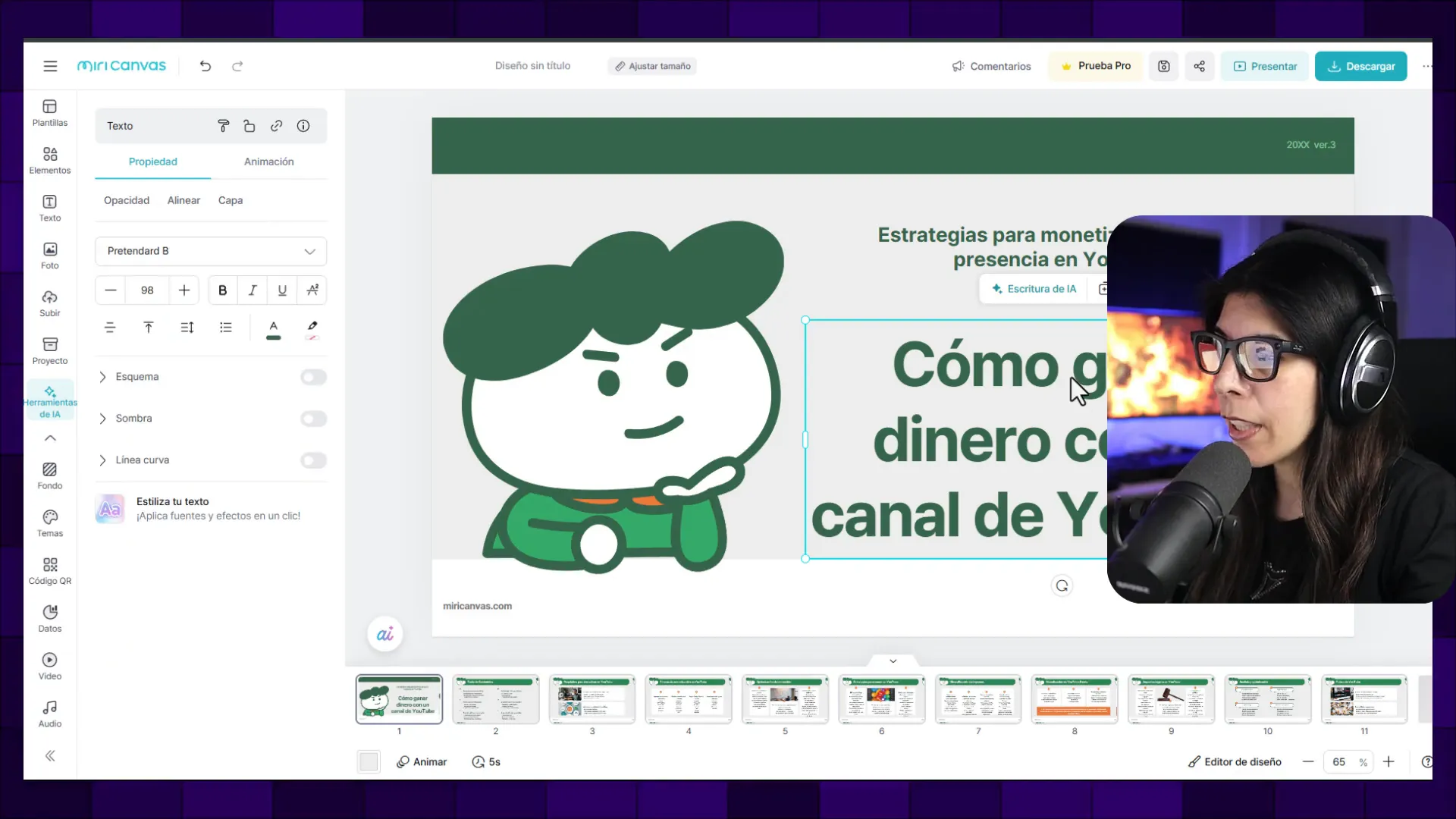 Personalización de texto en la presentación