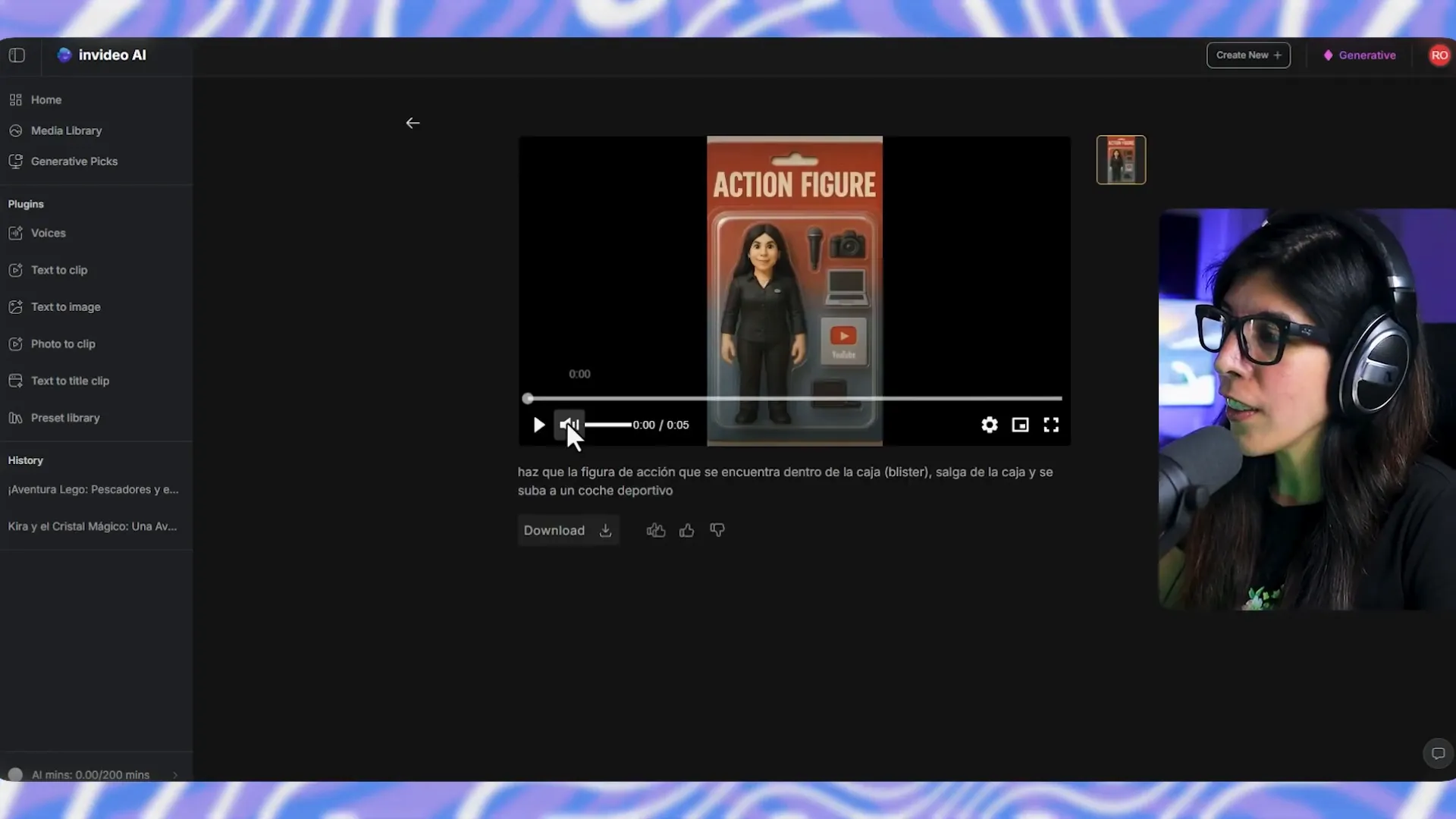Generando clip animado a partir de una foto en InVideo AI