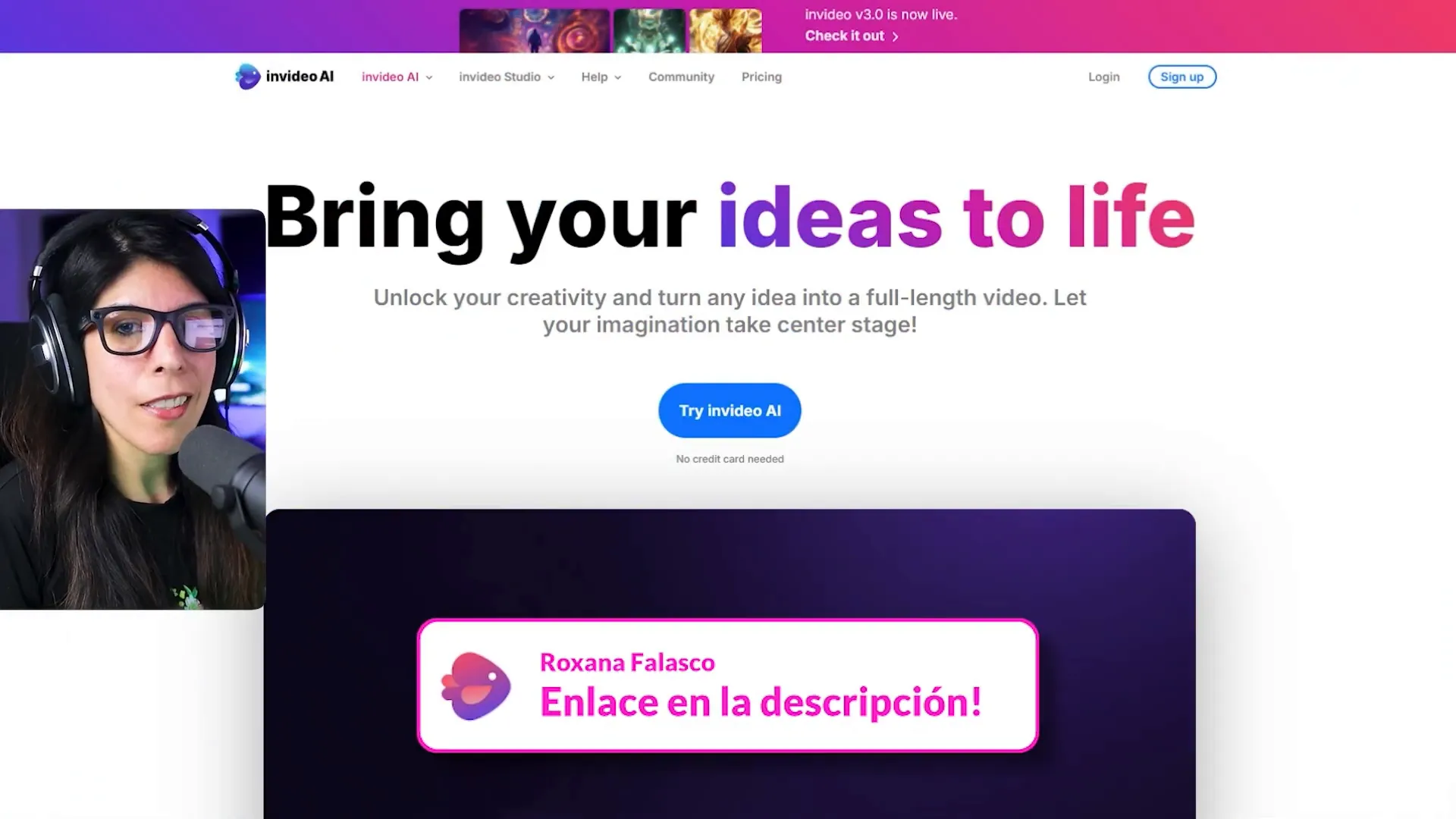 Inicio explicación herramienta InVideo AI