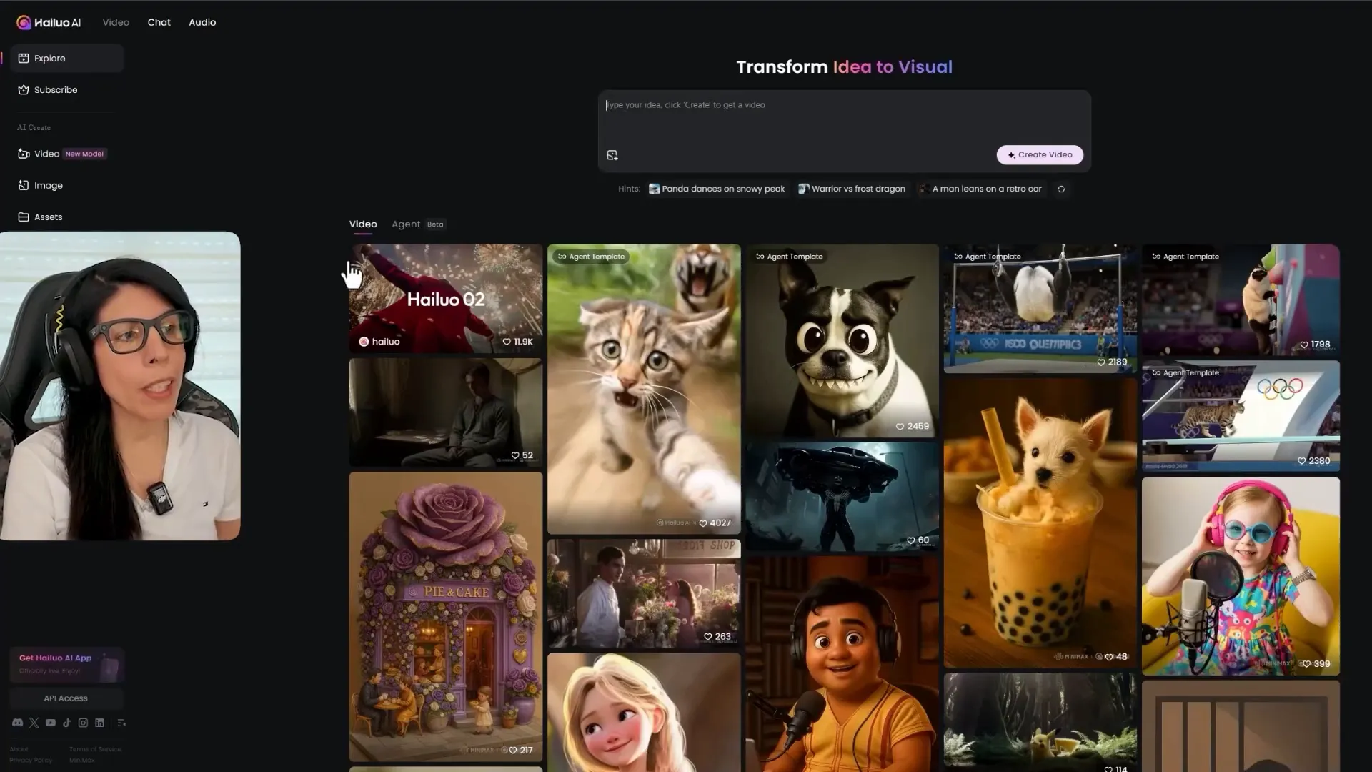 Opciones de exploración y tendencias dentro de Hailou para inspirar la creación de vídeos
