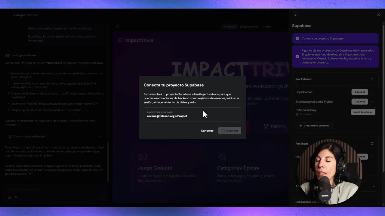 Conexión con Supabase en Hostinger Horizon
