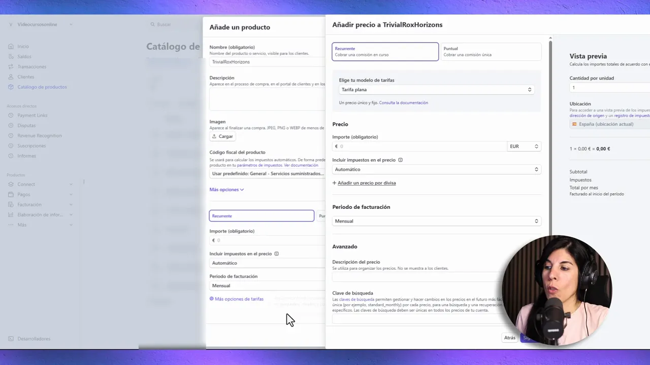 Creación de producto y enlace de pago en Stripe
