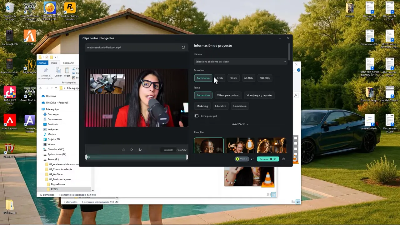 Creación de clips verticales con IA en Filmora