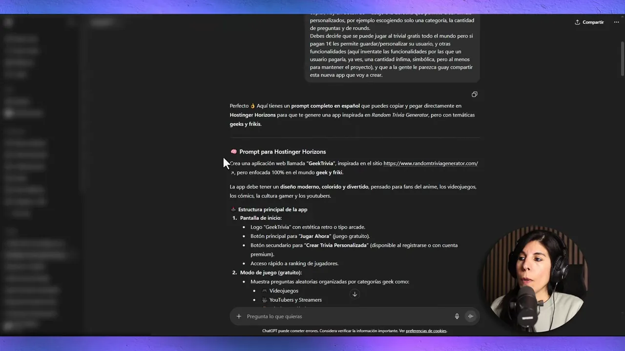 Optimización del prompt con ChatGPT: ejemplo de prompt detallado